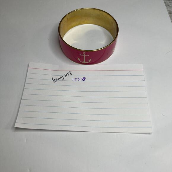 J. Crew bracelet costume signed jewelry pink bangle style anchor nautical preppy - Picture 12 of 12